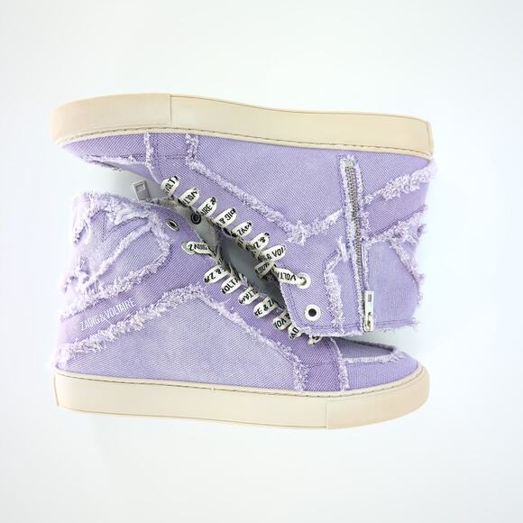 ZADIG & VOLTAIRE High Flash Canvas Sneakers in Boomerang Purple - Size 10 - NIB - Picture 4 of 16